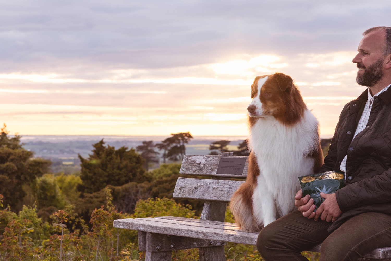 Man and dog on a bench